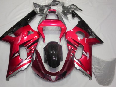 Erschwingliche Suzuki GSXR 600 / GSXR 750 Motorrad Verkleidung 2001-2003 - Rot Silber Glanzendes Schwarz