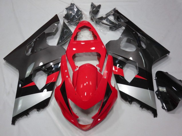 Erschwingliche Suzuki GSXR 600 / GSXR 750 Motorrad Verkleidung 2004-2005 - Rot Silber Schwarz