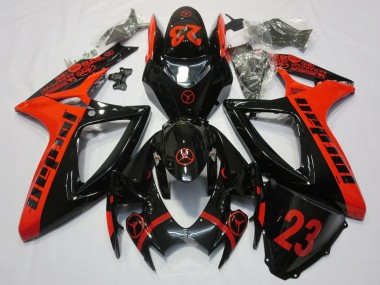 Erschwingliche Suzuki GSXR 600 / GSXR 750 Motorrad Verkleidung 2006-2007 - Rot Glanzendes Schwarz Jordan 23