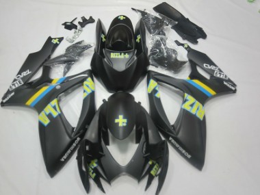 Erschwingliche Suzuki GSXR 600 / GSXR 750 Motorrad Verkleidung 2006-2007 - Matt Schwarz Blau Gelb Rizla