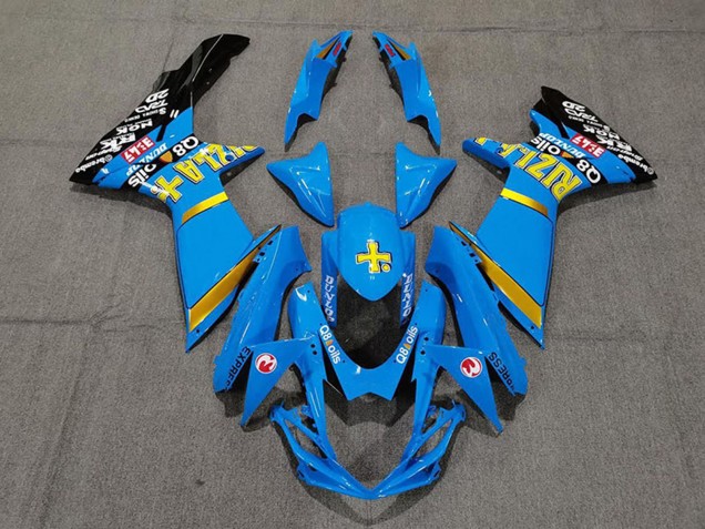 Erschwingliche Suzuki GSXR 600 / GSXR 750 Motorrad Verkleidung 2011-2024 - Blau Gelb Gold Schwarz Rizla