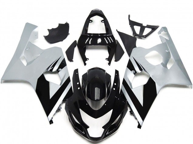 Erschwingliche Suzuki GSXR 600 / GSXR 750 Motorrad Verkleidung 2004-2005 - Weiss Glanzendes Schwarz OEM Stil