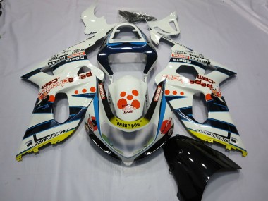 Erschwingliche Suzuki GSXR 600 / GSXR 750 Motorrad Verkleidung 2001-2003 - Weiss Blau Rot Gelb Spots