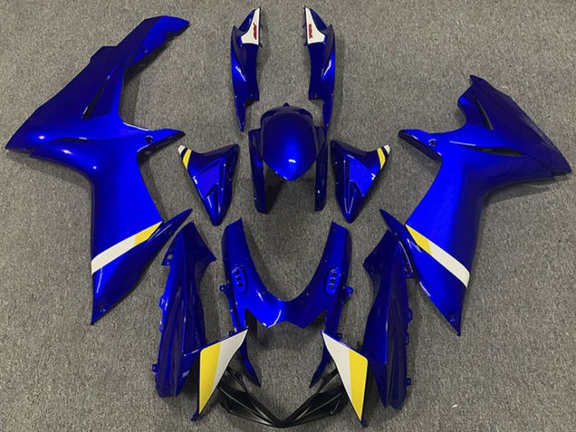 Erschwingliche Suzuki GSXR 600 / GSXR 750 Abs Motorrad Verkleidungen 2011-2024 - Blau Weiss Gelb
