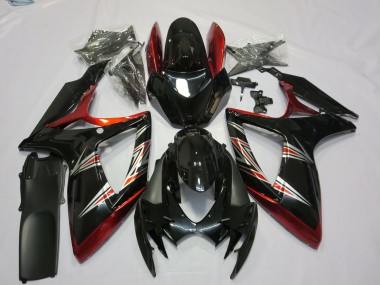 Erschwingliche Suzuki GSXR 600 / GSXR 750 Motorrad Verkleidung 2006-2007 - Rot Glanzendes Schwarz