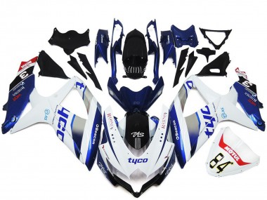 Erschwingliche Suzuki GSXR 600 / GSXR 750 Motorrad Verkleidung 2008-2010 - Weiss Silber Blau Schwarz Tyco