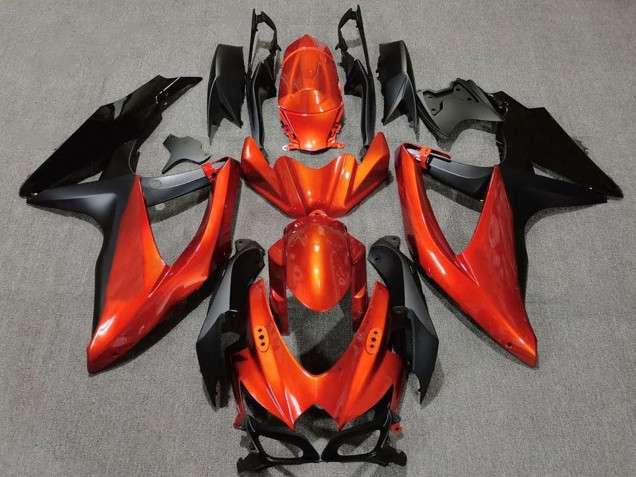 Erschwingliche Suzuki GSXR 600 / GSXR 750 Motorrad Verkleidung 2008-2010 - Orange Matt Schwarz