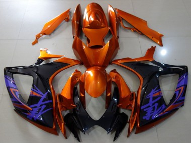 Erschwingliche Suzuki GSXR 600 / GSXR 750 Motorrad Verkleidung 2006-2007 - Orange Glanzendes Schwarz Blau