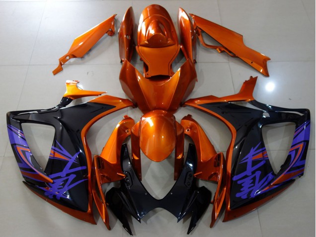 Erschwingliche Suzuki GSXR 600 / GSXR 750 Motorrad Verkleidung 2006-2007 - Orange Glanzendes Schwarz Blau