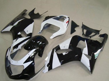 Erschwingliche Suzuki GSXR 600 / GSXR 750 Motorrad Verkleidung 2001-2003 - Weiss Glanzendes Schwarz