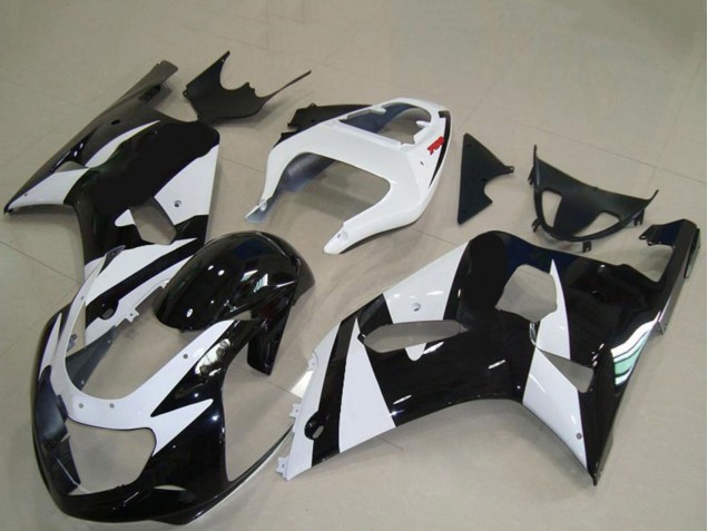Erschwingliche Suzuki GSXR 600 / GSXR 750 Motorrad Verkleidung 2001-2003 - Weiss Glanzendes Schwarz