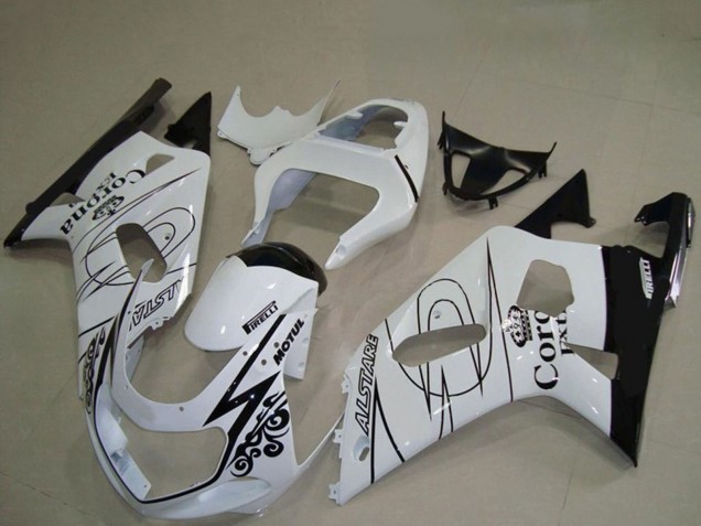 Erschwingliche Suzuki GSXR 600 / GSXR 750 Motorrad Verkleidung 2001-2003 - Weiss Schwarz Corona Alstare