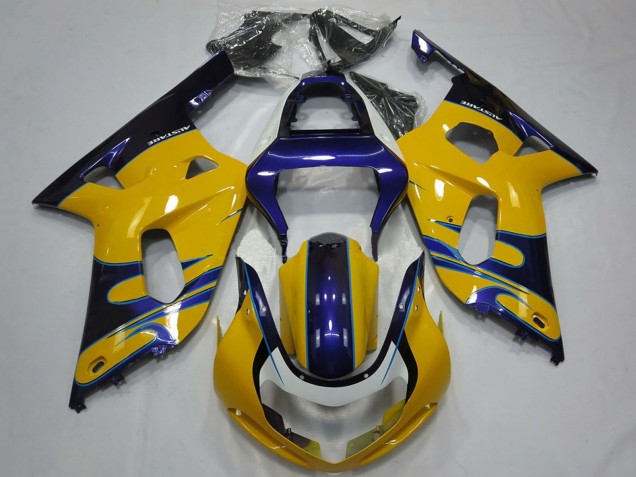 Erschwingliche Suzuki GSXR 600 / GSXR 750 Motorrad Verkleidung 2001-2003 - Gelb Blau