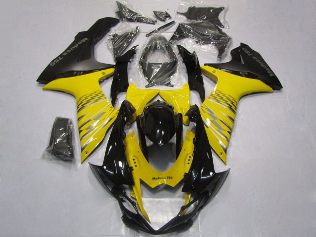 Erschwingliche Suzuki GSXR 600 / GSXR 750 Motorrad Verkleidung 2011-2024 - Gelb Grau Schwarz