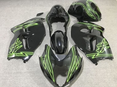 Erschwingliche Suzuki GSXR 1300 Motorrad Verkleidung 1996-2007 - Glanzendes Schwarz Grun Blitz