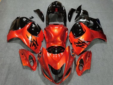 Erschwingliche Suzuki GSXR 1300 Motorrad Verkleidung 2008-2020 - Bonbon Orange Glanzendes Schwarz
