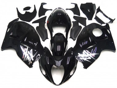 Erschwingliche Suzuki GSXR 1300 Motorrad Verkleidung 1996-2007 - Glanzendes Schwarz mit Silber Aufkleber