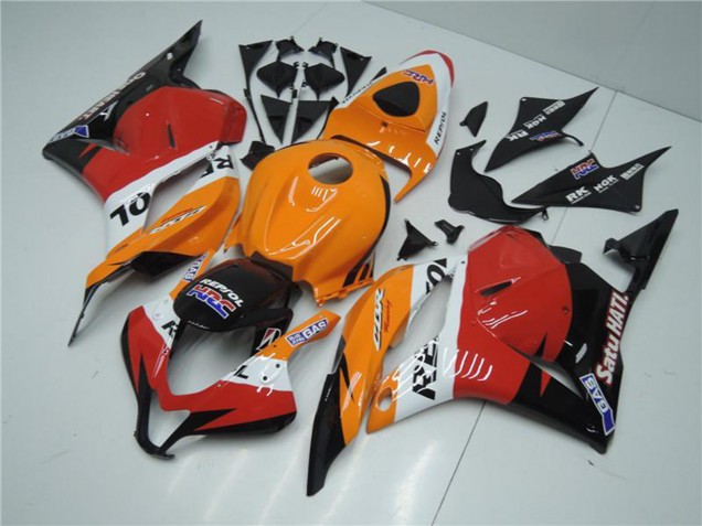 Erschwingliche Honda CBR600RR Komplette Abs Verkleidung Kit 2009-2012 - Orange Weiss Rot Glanzendes Schwarz Repsol