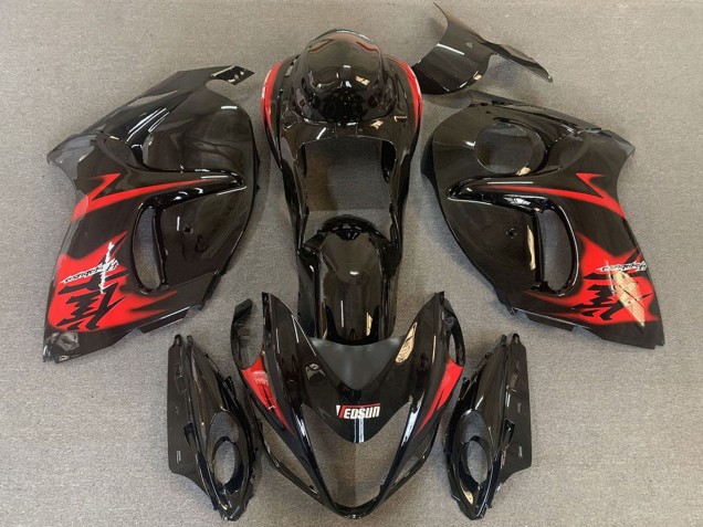 Erschwingliche Suzuki GSXR 1300 Motorrad Verkleidung 2008-2020 - Glanzendes Schwarz mit Rot Logo