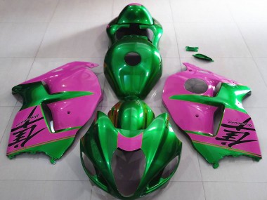 Erschwingliche Suzuki GSXR 1300 Motorrad Verkleidung 1996-2007 - Glanzendes Grun und Rosa