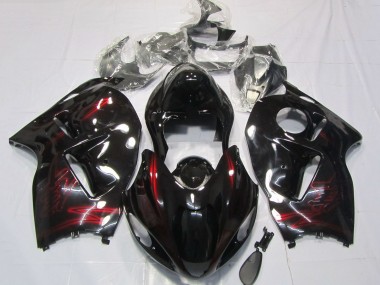 Erschwingliche Suzuki GSXR 1300 Motorrad Verkleidung 1996-2007 - Rot Glanzendes Schwarz