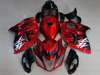 Erschwingliche Suzuki GSXR 1300 Motorrad Verkleidung 2008-2020 - Rot Schwarz Flamme