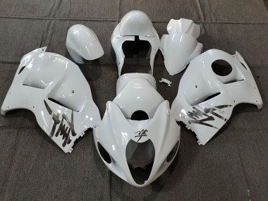 Erschwingliche Suzuki GSXR 1300 Motorrad Verkleidung 1996-2007 - Weiss OEM Stil mit Silber Aufkleber