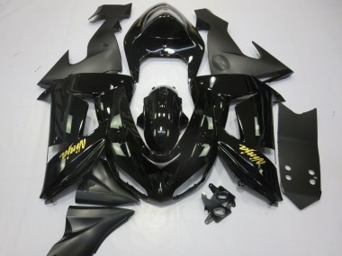 Erschwingliche Kawasaki ZX10R Motorrad Verkleidung 2006-2007 - Glanzendes Schwarz Matt Schwarz und Gold