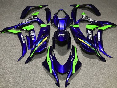 Erschwingliche Kawasaki ZX10R Motorrad Verkleidung 2016-2020 - Dunkel Blau Grun Trick Star EVA Rennen