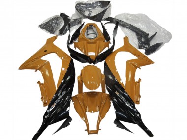 Erschwingliche Kawasaki ZX10R Motorrad Verkleidung 2011-2015 - Dunkel Orange Glanzendes Schwarz