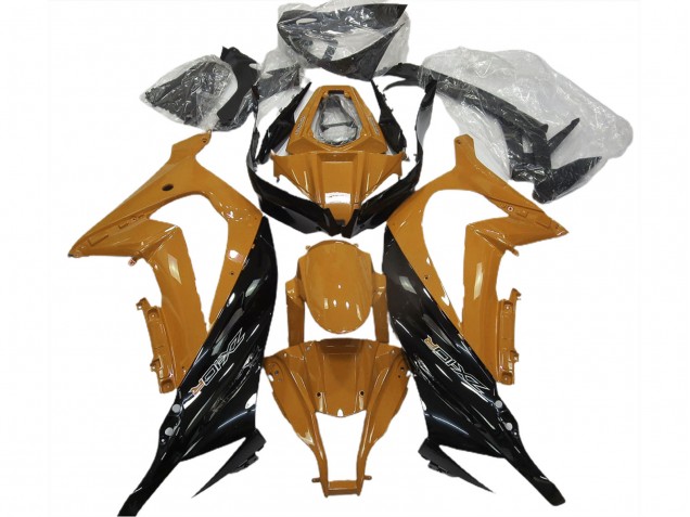 Erschwingliche Kawasaki ZX10R Motorrad Verkleidung 2011-2015 - Dunkel Orange Glanzendes Schwarz