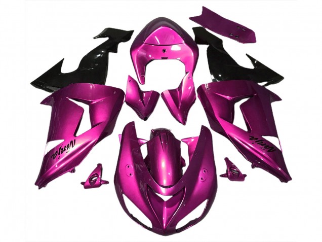Erschwingliche Kawasaki ZX10R Motorrad Verkleidung 2006-2007 - Rosa Glanzendes Schwarz
