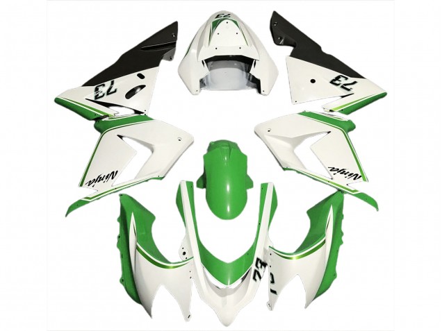 Erschwingliche Kawasaki ZX10R Motorrad Verkleidung 2004-2005 - Glanzendes Weiss Grun