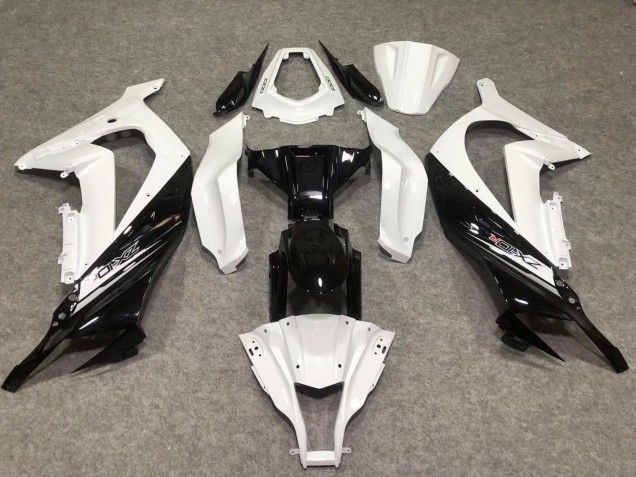 Erschwingliche Kawasaki ZX10R Motorrad Verkleidung 2011-2015 - Weiss Glanzendes Schwarz