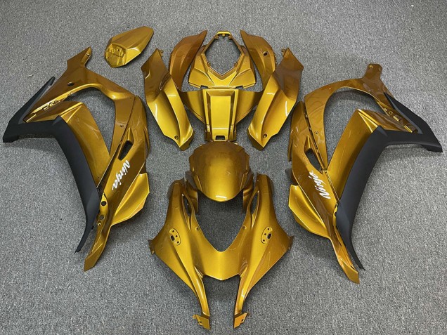 Erschwingliche Kawasaki ZX10R Motorrad Verkleidung 2016-2020 - Gold Schwarz Weiss Ninja