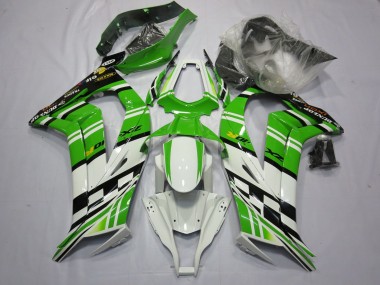 Erschwingliche Kawasaki ZX10R Motorrad Verkleidung 2011-2015 - Weiss Grun Gelb Schwarz Maxxis Dunlop