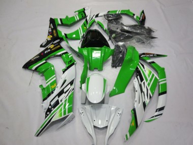 Erschwingliche Kawasaki ZX10R Motorrad Verkleidung 2011-2015 - Weiss Grun Gelb Schwarz Maxxis Dunlop