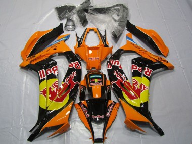 Erschwingliche Kawasaki ZX10R Motorrad Verkleidung 2011-2015 - Orange Gelb Glanzendes Schwarz Red Bull