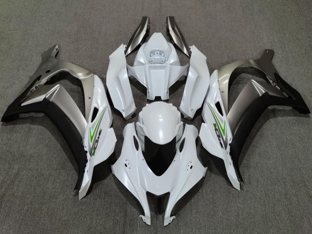 Erschwingliche Kawasaki ZX10R Motorrad Verkleidung 2016-2020 - Perl Weiss Silber