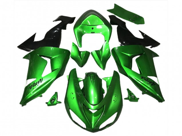 Erschwingliche Kawasaki ZX10R Motorrad Verkleidung 2006-2007 - Grun Glanzendes Schwarz