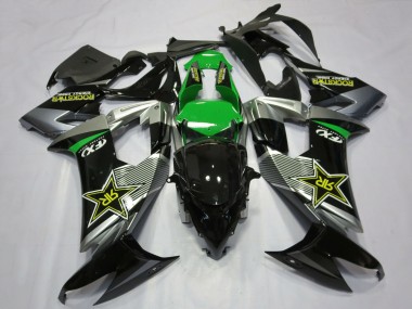 Erschwingliche Kawasaki ZX10R Motorrad Verkleidung 2008-2010 - Grau Grun Schwarz RockStar