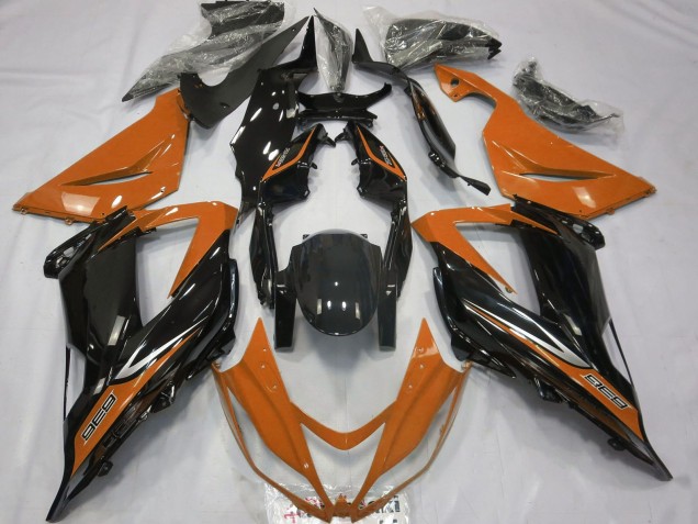 Erschwingliche Kawasaki ZX6R Motorrad Verkleidung 2013-2018 - Orange Glanzendes Schwarz