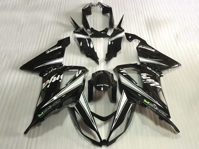 Erschwingliche Kawasaki ZX6R Motorrad Verkleidung 2013-2018 - Glanzendes Schwarz Weiss