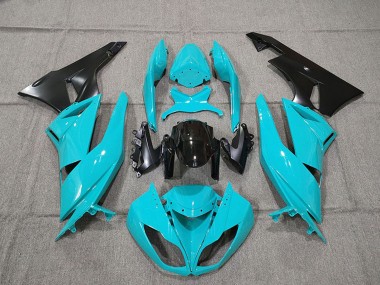 Erschwingliche Kawasaki ZX6R Motorrad Verkleidung Kit 2009-2012 - Blau Glanzendes Schwarz