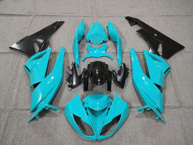 Erschwingliche Kawasaki ZX6R Motorrad Verkleidung Kit 2009-2012 - Blau Glanzendes Schwarz