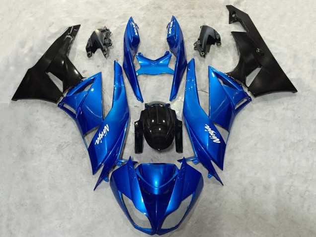 Erschwingliche Kawasaki ZX6R Motorrad Verkleidung 2009-2012 - Blau Glanzendes Schwarz