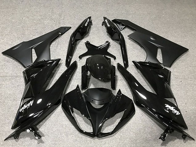 Erschwingliche Kawasaki ZX6R Motorrad Verkleidung 2009-2012 - Glanzendes Schwarz Matt Schwarz