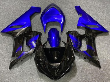 Erschwingliche Kawasaki ZX6R Motorrad Verkleidung 2005-2006 - Blau Glanzendes Schwarz