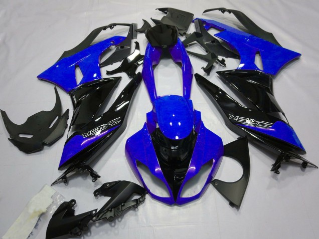 Erschwingliche Kawasaki ZX6R Motorrad Verkleidung 2009-2012 - Blau Glanzendes Schwarz