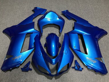 Erschwingliche Kawasaki ZX6R Motorrad Verkleidung 2007-2008 - Glanzendes Blau Chrome Logo